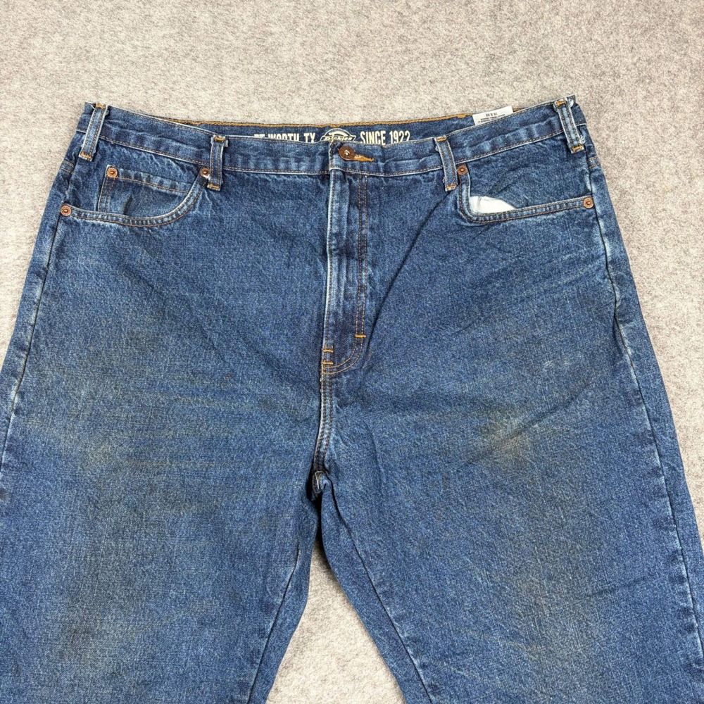 Dickies Flannel Lined Jeans Mens 38x32 Relaxed Fit Blue‎ Denim Plaid Workwear